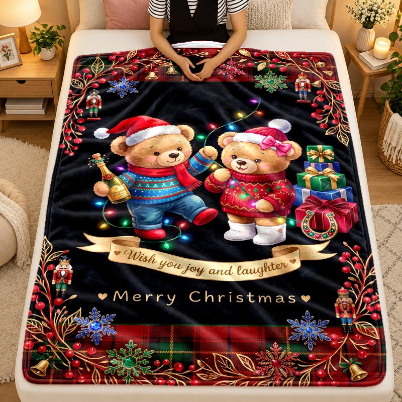 Manta de Franela Temática Navideña, Manta Suave y Cálida, Regalo Navideño para el Hogar