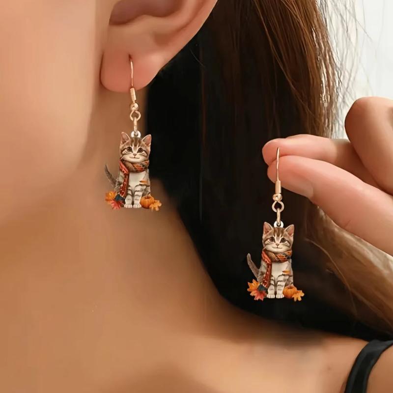 Acryl 2D Flache Ohrringe Cartoon Stil Tierdesign Anhängerohrringe Persönlichkeitszubehör Für Frauen