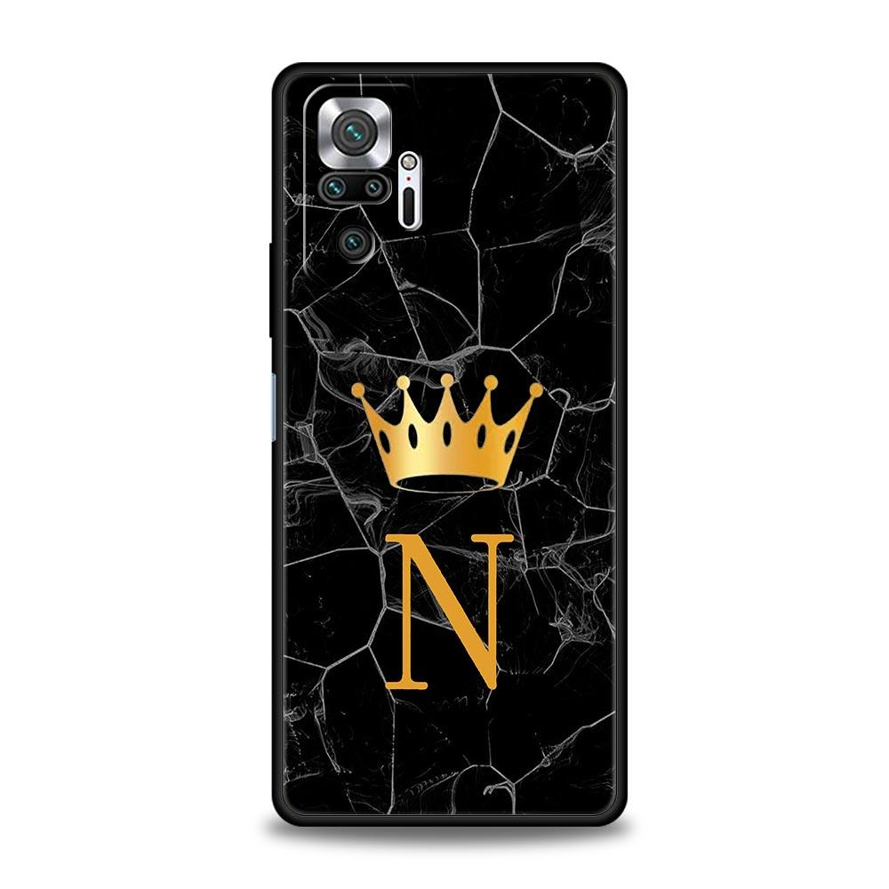 Crown Letter A Phone Case For Xiaomi Redmi Note 14 13 5G 10 11 12 Pro Plus 4G 14C 13C 12C 10C Black Cover
