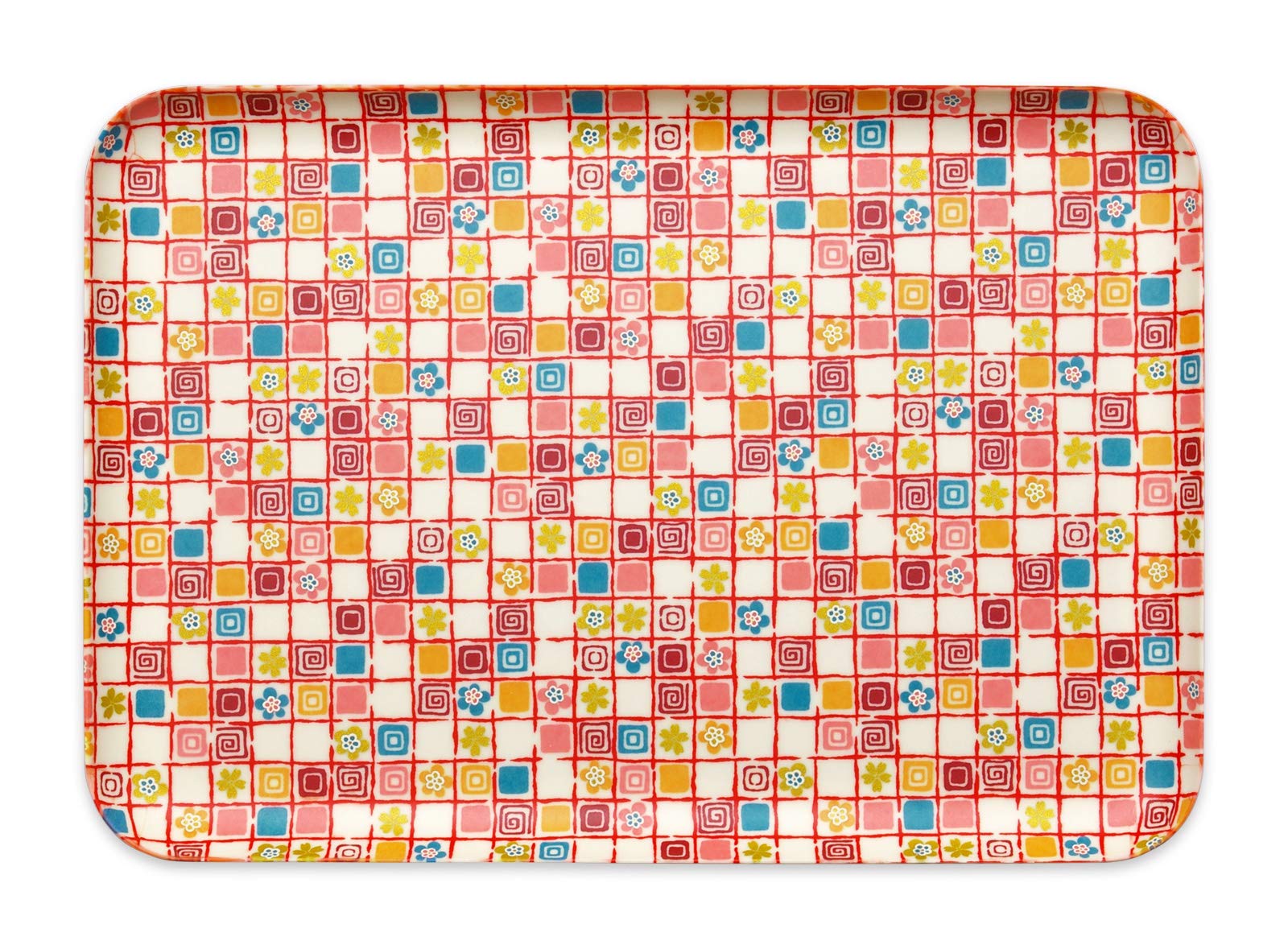 

Tatsucraft Yuzen Washi Paper Tray, Large, 39cm, Plum and Cherry Blossom Pattern, Dishwasher Safe, Stylish Plastic Tray, Deep, Square, Rectangular,