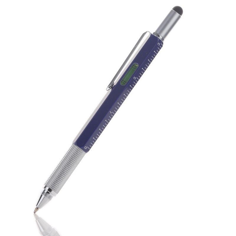 7 In 1 Multifunctional Pen Touch Screen Stylus Capacitive Pen With Screwdriver Ruler Levelgauge Refillable Ballpoint Pencil Tool