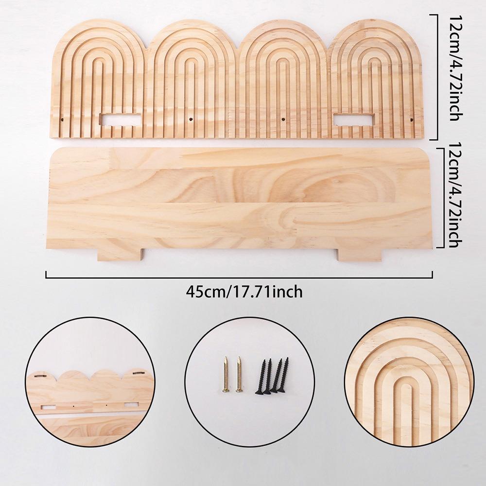 Threaded Construction Wall Mounted Shelves Wooden Material Arched Wall Shelves  Wall Decoration