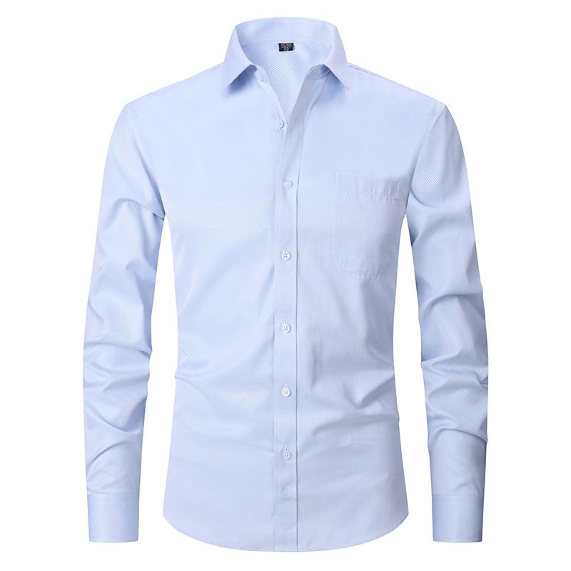 Chemise habillée décontractée à manches longues unie pour homme grande taille