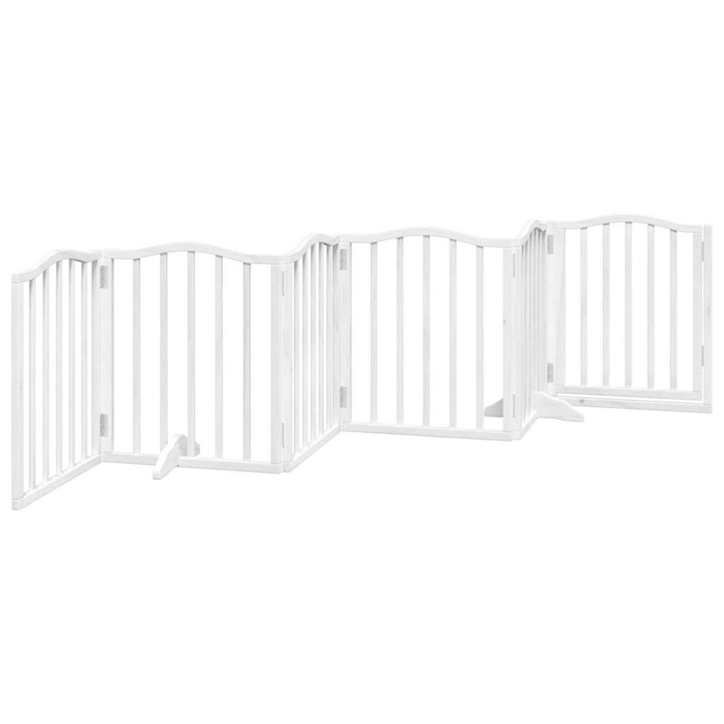 6 Piece Foldable White Dog Gate 300 cm Poplar Wood