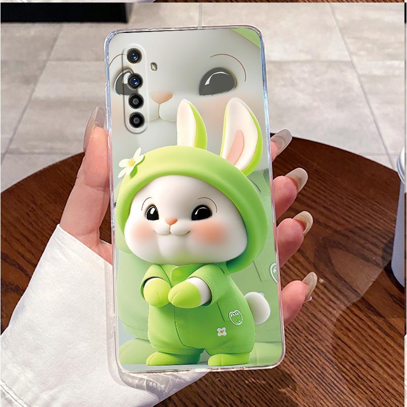 Etui do Realme XT RMX1921 Pokrowiec do Realme X2 Luksusowy Uroczy Króliczek Miłość Śmieszny Przezroczysty Silikonowy Pokrowiec na Telefon RMX1992 RMX1993 RMX1991