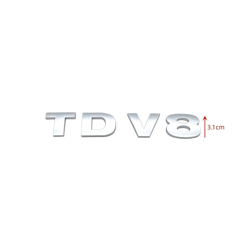 3D Stereoscopic TDV8 Chrome Black ABS Letters Emblem Car Rear Trunk Decoration Badge Sticker For SUV Car Accessories