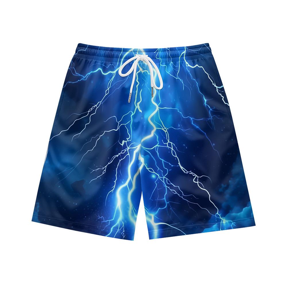 European And American Dark Natural Lightning Element Men'S Casual Shorts Beach Pants