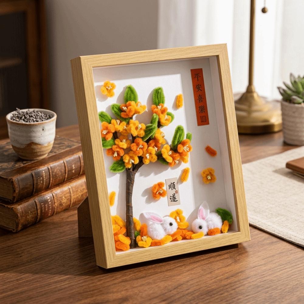 DIY Mid-Autumn Festival Gift Rabbit Flower Decorative Painting Handmade Gifts Material Kit Osmanthus Tree Desktop Ornaments