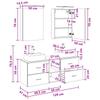 5 Piece Bathroom Furniture Set Black Oak Engineered Wood & Glass