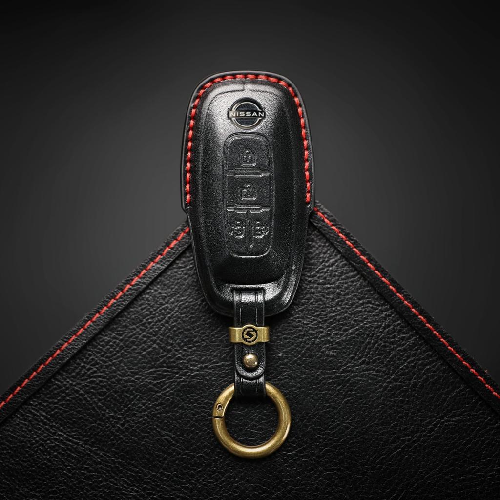 Genuine Leather Key Cover for the New Serena C28 Nissan Serena Roox B4 Smart Key Case with Double Sliding 2024 Latest Model Premium [smasol] Series,