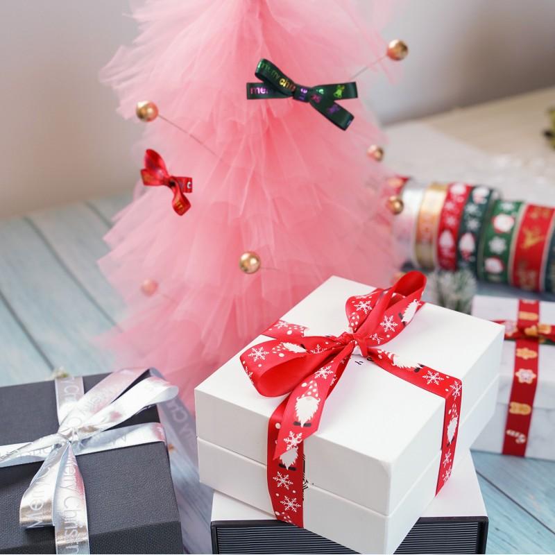 Christmas Grosgrain Ribbon Printing Gift Wrapping Wedding Decoration Hair Bow DIY Christmas Tree Garland Bowknot Craft Ribbon