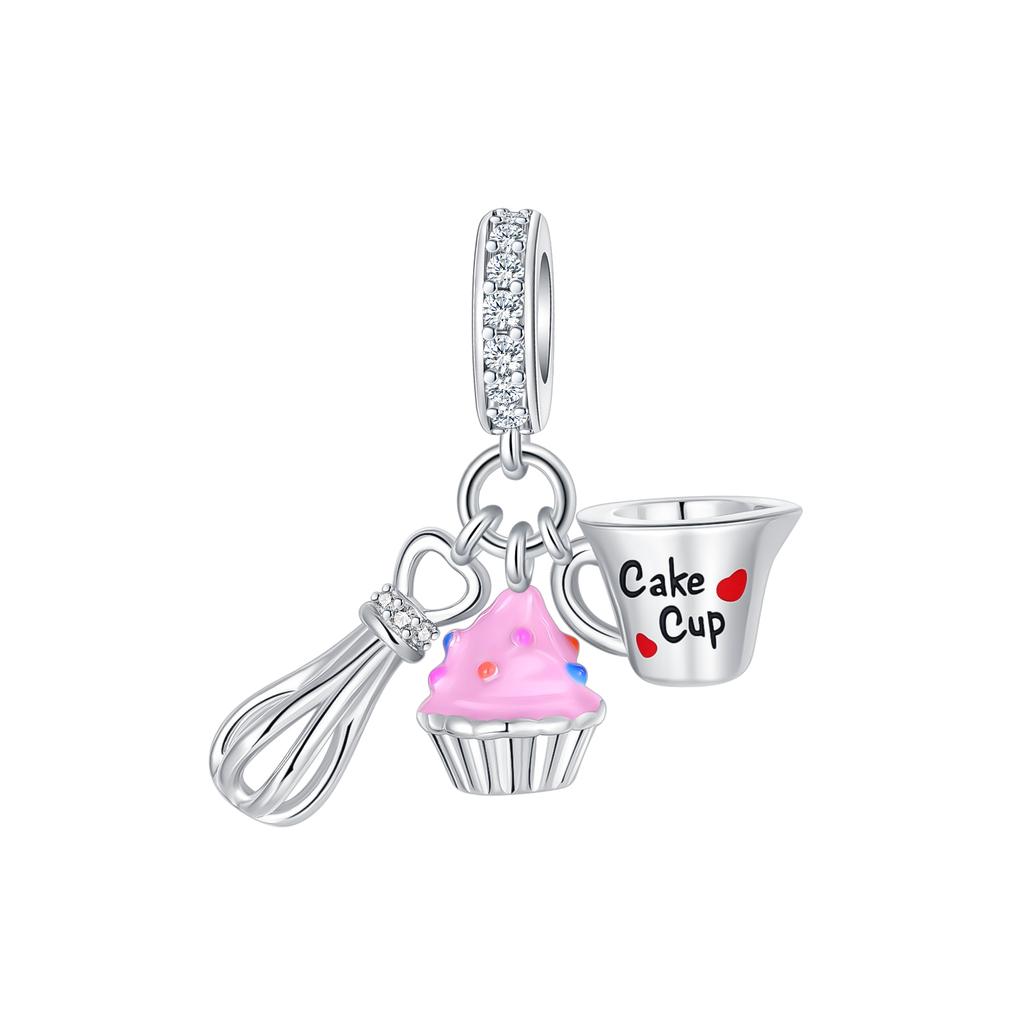 925 Silver Charms Tableware Candle Coffee Cup Wine Glass Beads Pendants Fit Bracelet Necklace DIY Jewelry Gift