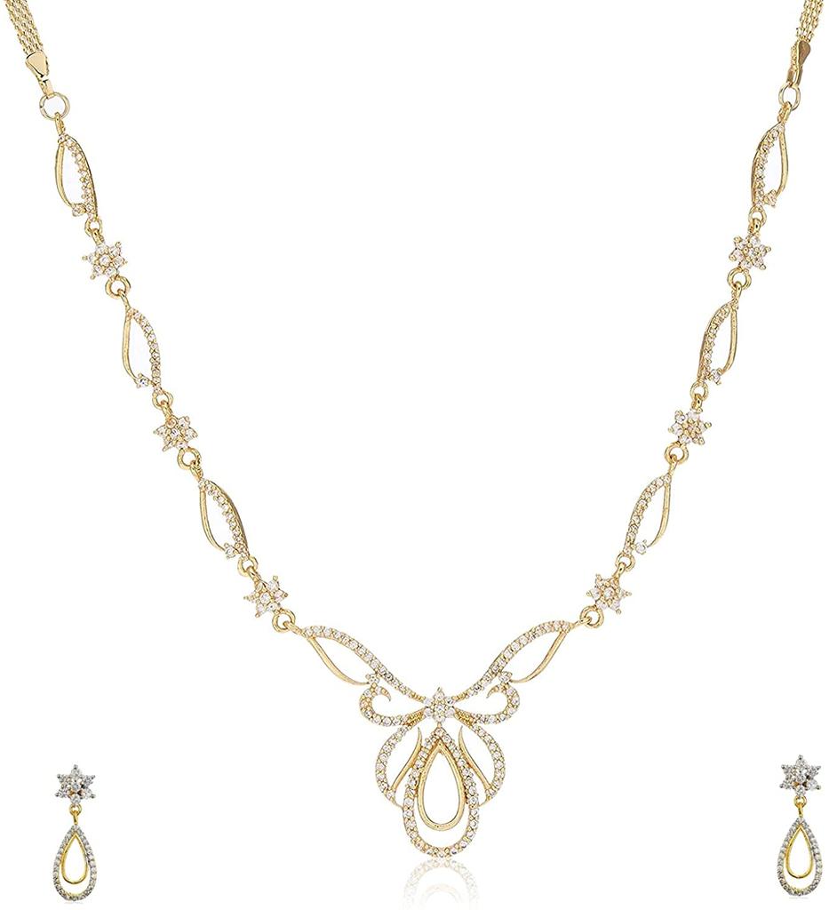 Set de colier estele oval placat cu aur și diamant american de 24 de carat pentru femei