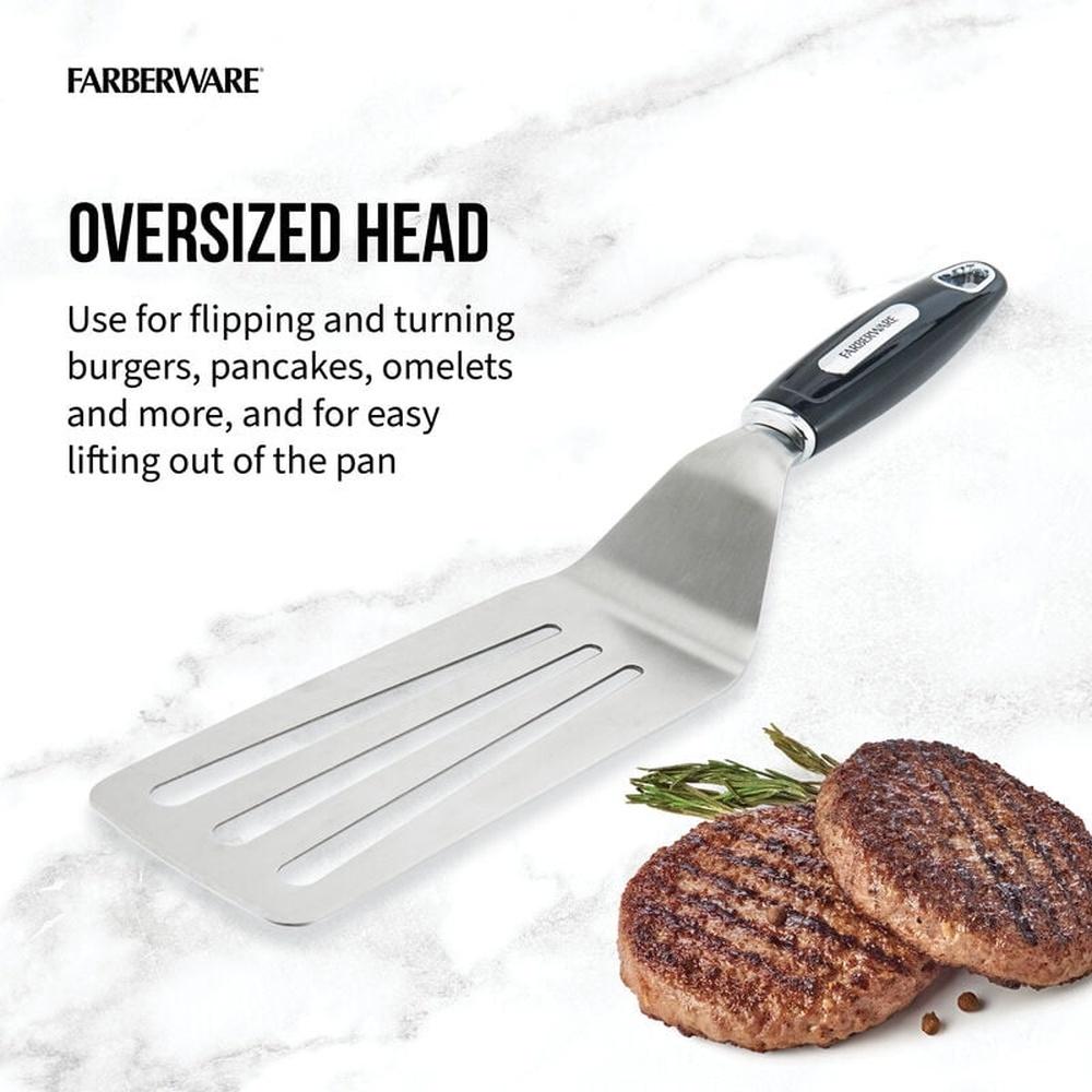 Oversized Stainless Steel Turner Spatula Professional Kitchen Tool Heat Resistant Slotted Head Dishwasher Safe Cooking Utensil