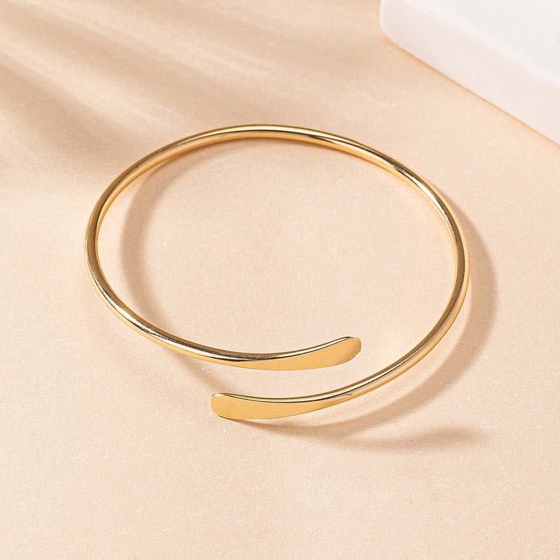 Punk Gold Color Flatten Cuff Open BraceletsFor Women Men Fashion Creative Adjustable Armlet Bangle Bracelet Jewelry Accessories