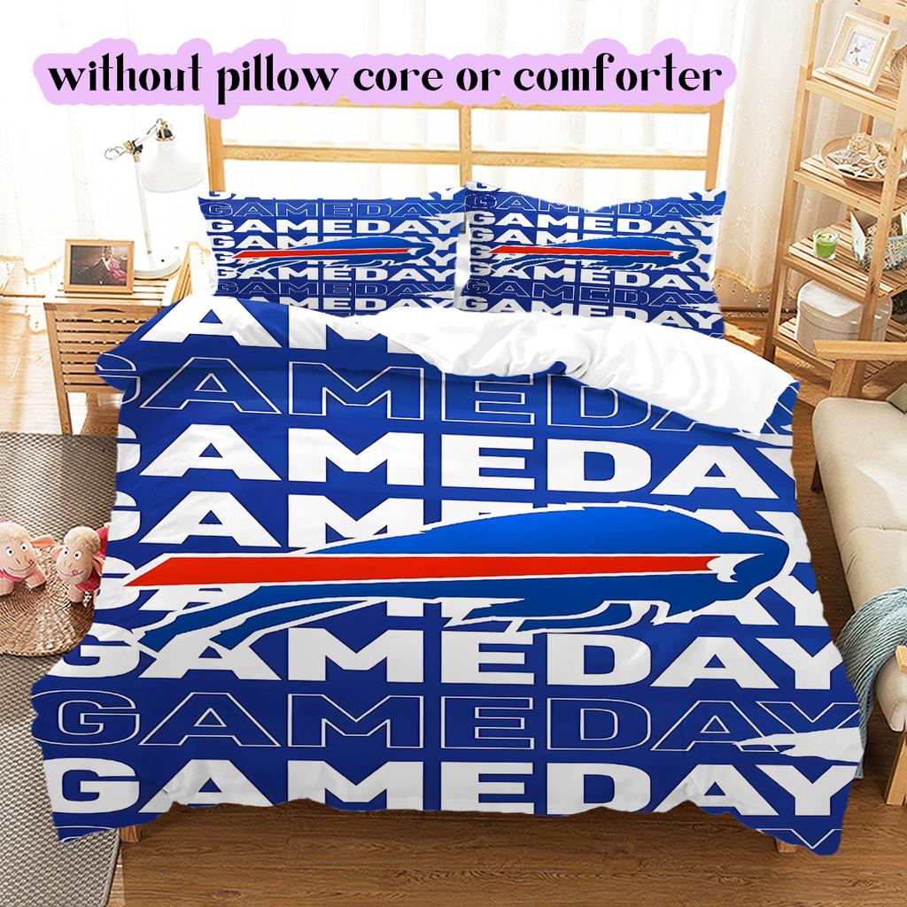 football Logo Pattern Bedding Quilt Set Quilt Cover Pillowcase Home Decoration Birthday Gift (1*duvet cover+ 2*pillowcase, without core)