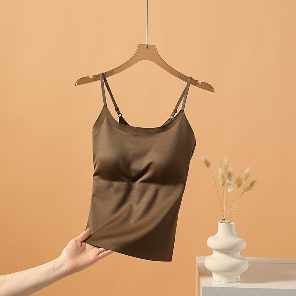 

Топ-майка с U-образным вырезом, вязаный, на бретелях, кроп-топ, женский, летний, камисоль, однотонный, для йоги, модный спортивный топ-труба, женский, без рукавов, укороченный, одежда для Y2K-девушки XXL кофейный