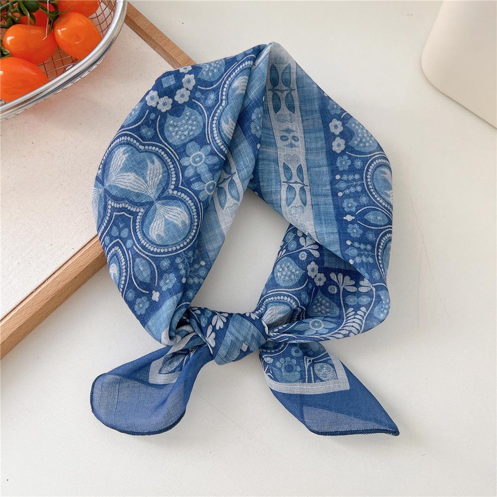 Fashion Women Printing Cotton Linen Small Square Scarf Scarf Women's Versatile Paisley Scarf Head Band Hair Accessories