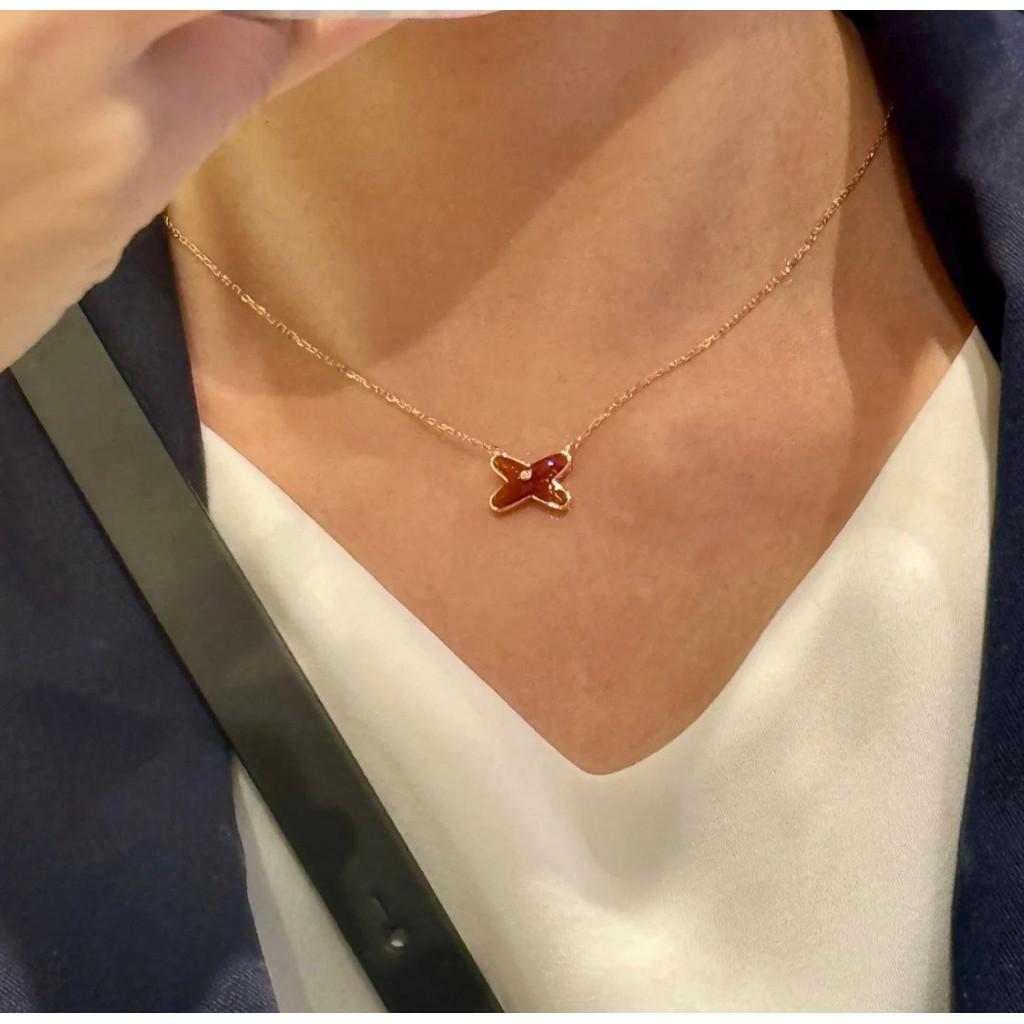 

Ожерелье с крестом из красного агата, передовое мастерство 18-каратного золота, гравированный подарок на день рождения с бесплатной доставкой