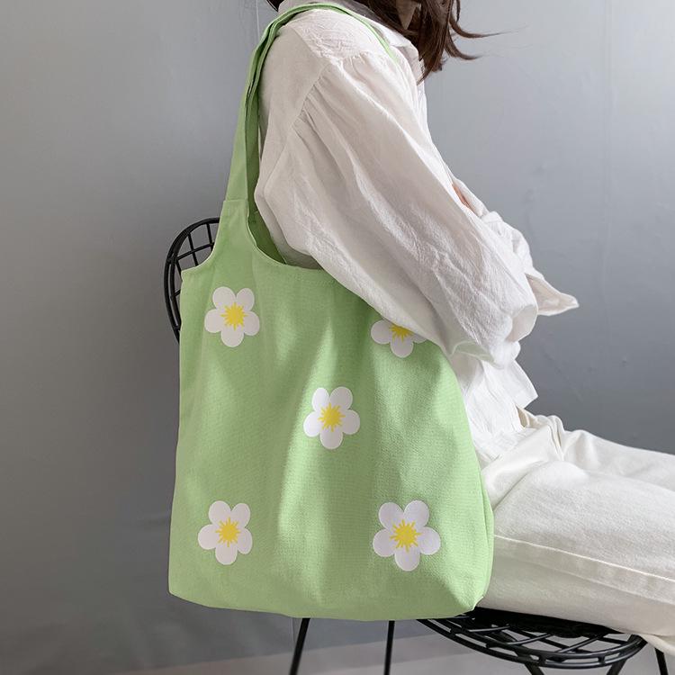 Hyuna Floral Canvas Tote Bag - Women's Single Shoulder, Japanese & Korean Style, Fresh Literary Ins Vest Bag