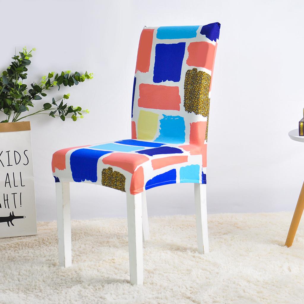 4Pcs Modern Printed Removable And Washable Stretch Banquet Hotel Dining Room  Chair Cover Elastic Seat Chair Covers