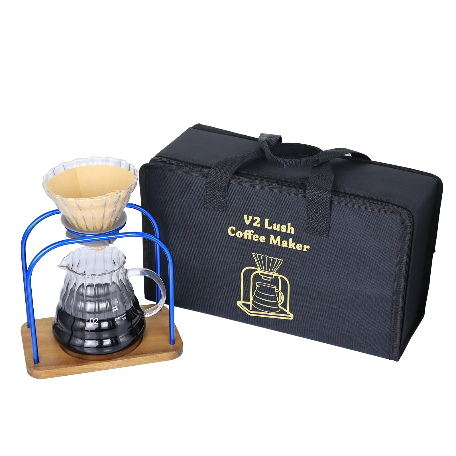 

SOTECH Twin Wire Drip Rack with Wooden Insulated Lightweight Silicone and Carrying Bag for Outdoor and Picnics 600ml Coffee Base, Non-Slip Drip,