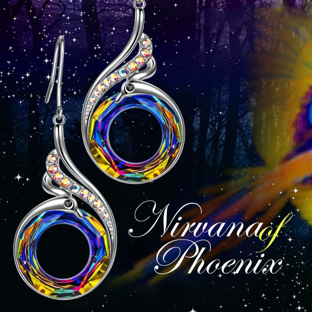 Colorful Crystal Phoenix Earrings Elegant Wedding Party Dangle Earrings for Women Fashion Jewelry Gift