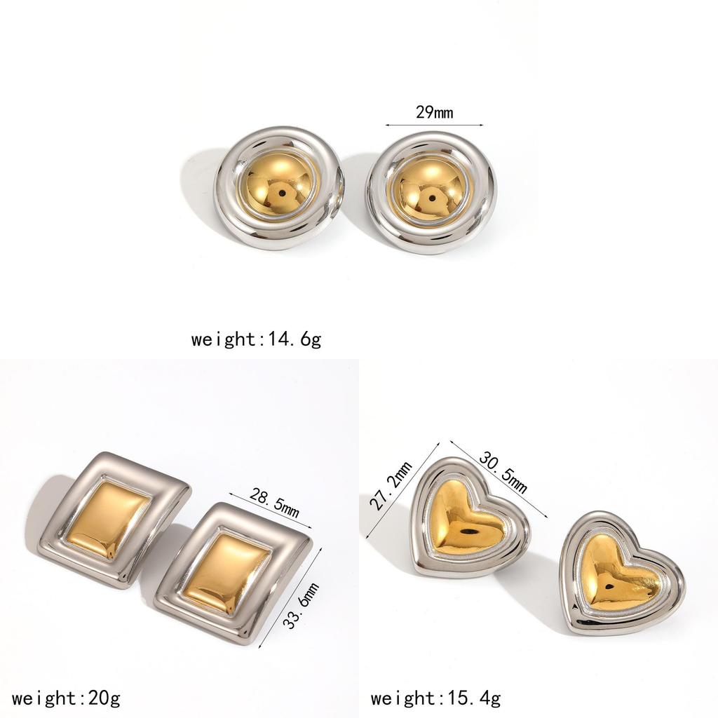 Boucles d'oreilles Géométriques Cœur Étoile en Acier Inoxydable pour Femmes
