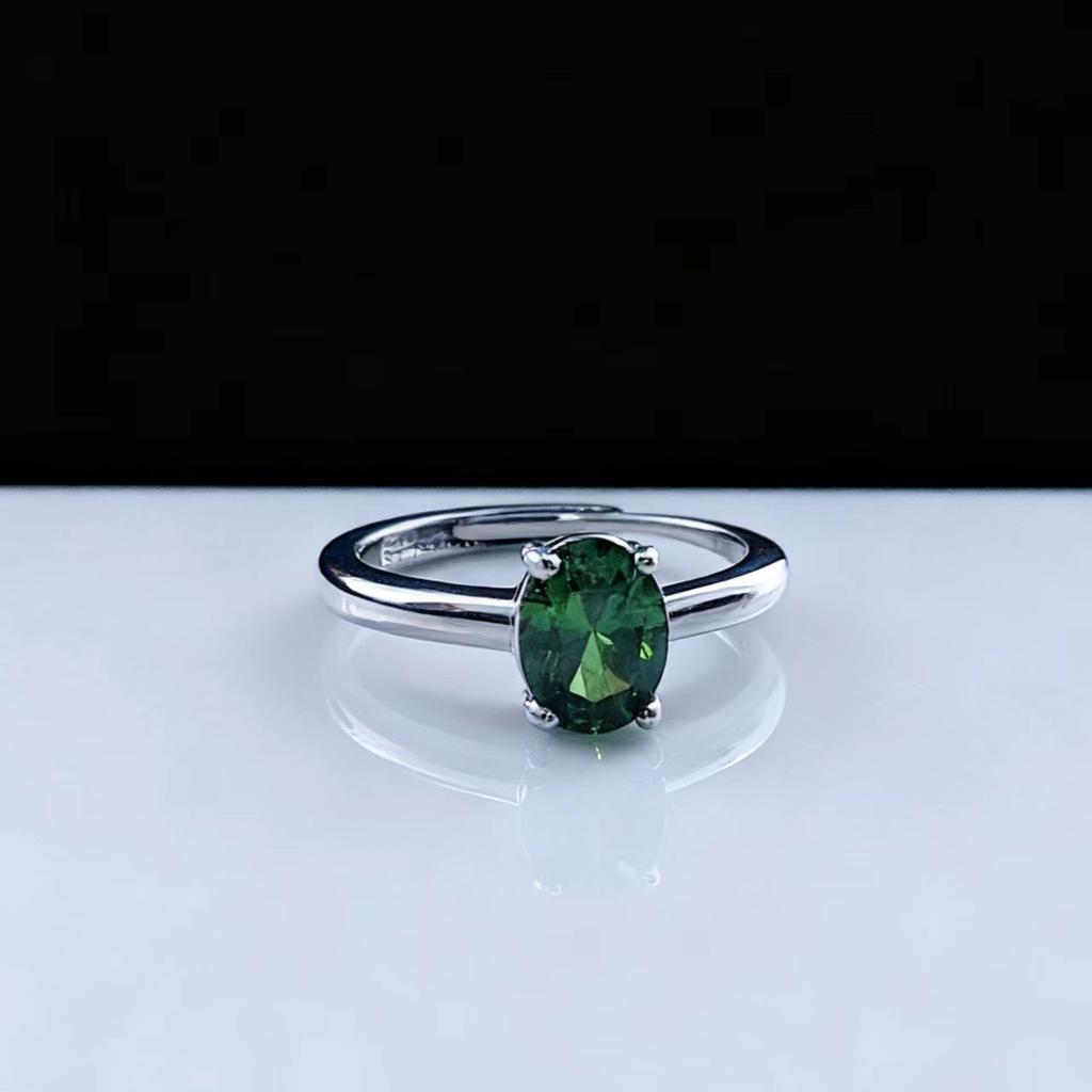 Niche Design Cultivates Ruby Sapphire Coconut Round Four-Claw Ring Women'S Fashion Simplicity Cultivates Colorful Treasure Women'S Ring