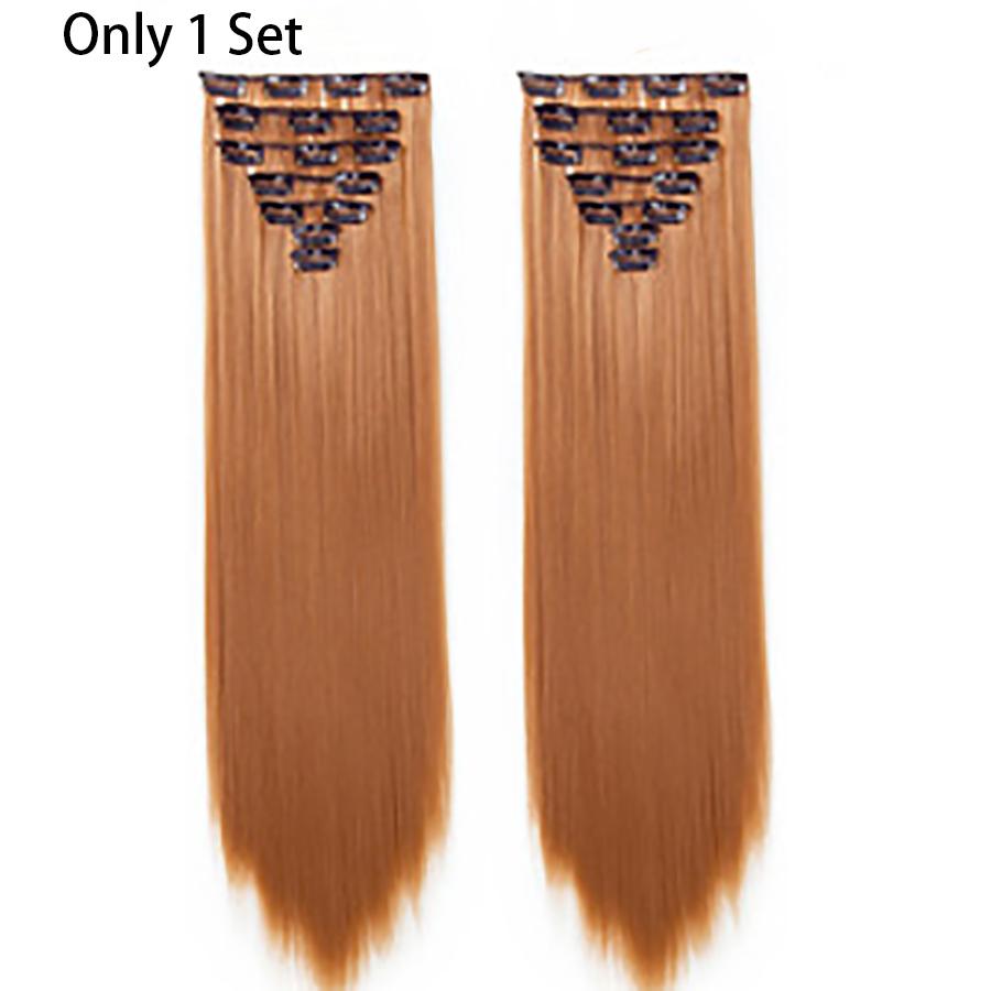 22" Hair Extensions 56cm Natural Hairpieces Straight Synthetic Clip In Hair Extentions