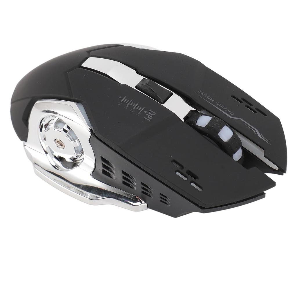 Wireless Bluetooth Mouse, 2.4GHz Rechargeable Silent Mouse with Optical Sensor, Adjustable DPI, Ergonomic Dual-Mode PC Mouse with Breathing Light