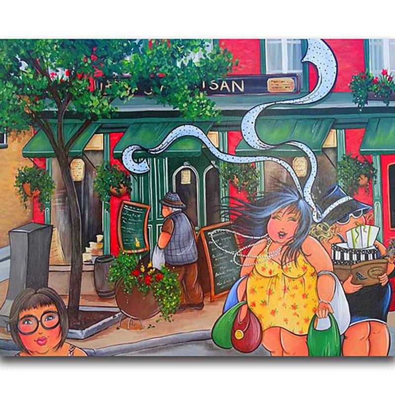 Full Round Diamond 5D DIY Sexy Women Diamond Painting Cartoon Fat Lady Diamond Embroidery Cross Stitch Mosaic Home Decor