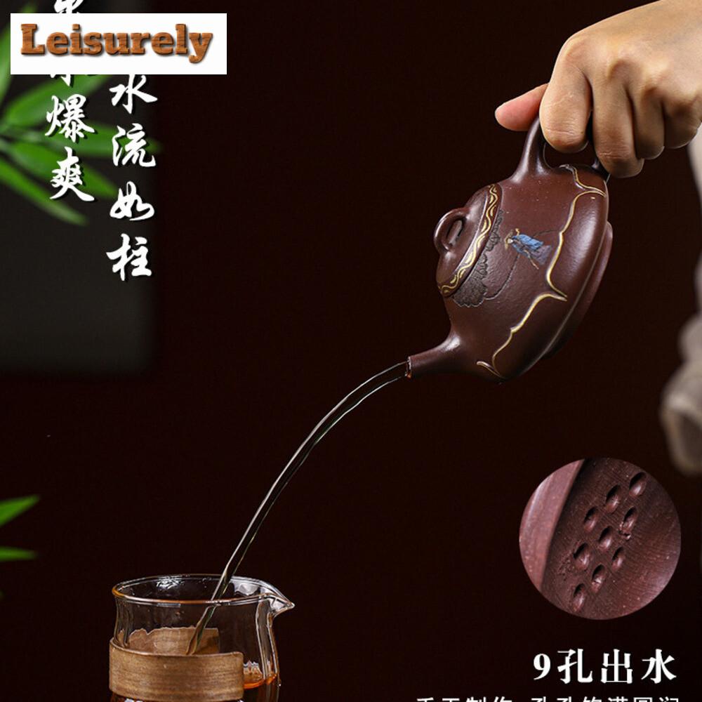300ML Aesthetic Yixing Purple Clay Teapots Handmade Pot Raw Ore Purple Mud Kettle Chinese Zisha Tea Set Teaware Supplies Craft
