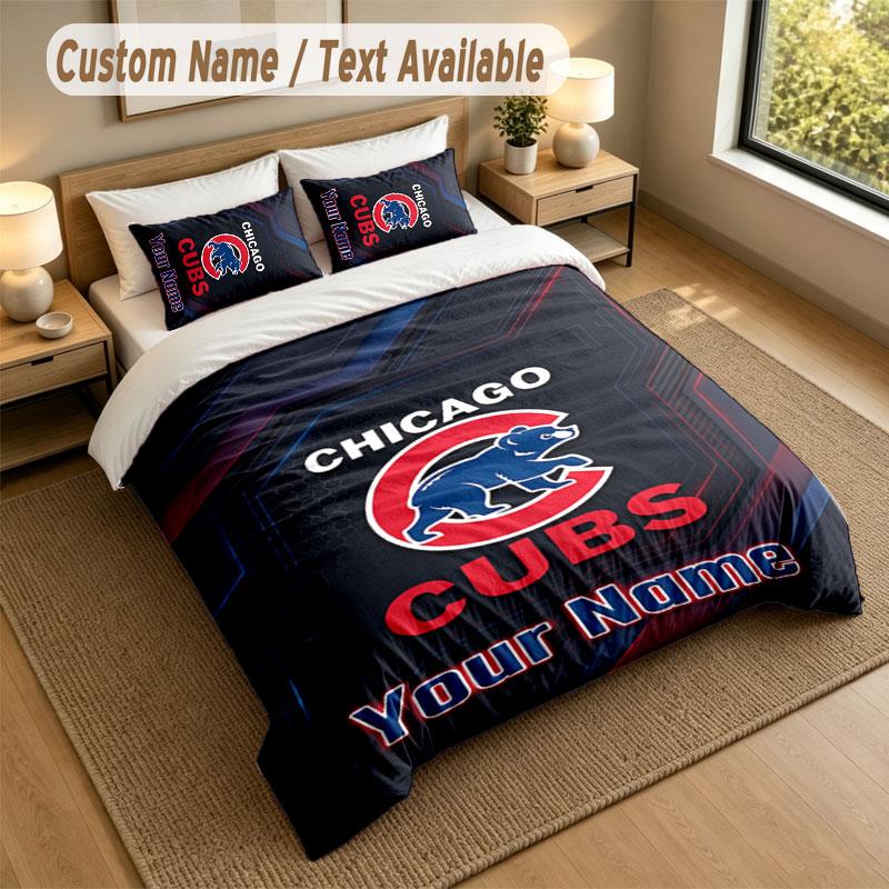 Bedding Set 1 Duvet Cover 2 Pillowcases Chicago Cubs Print Soft Bed Linen Bedroom Decor