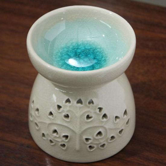 Heart-shaped Ceramic Tower Incense Burner & Aromatherapy Oil Holder