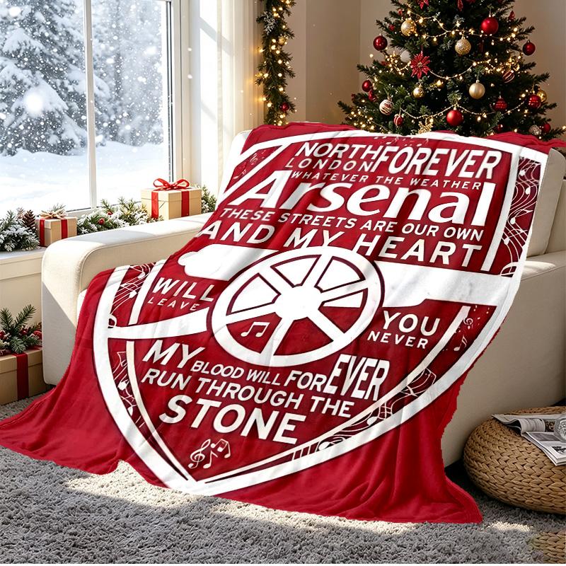 Arsenal F.C Pattern Blanket for Home Decoration, Bed, Sofa, Car Travel, Camping, Suitable for All Seasons, Birthday Christmas Gift