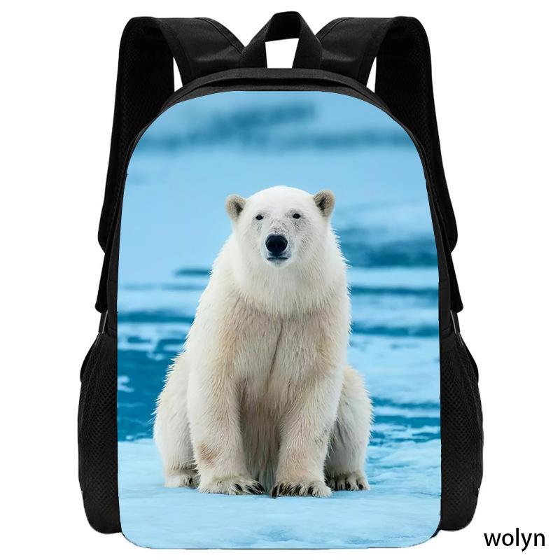 Polar bear pattern simple and cute backpack student schoolbag computer bag