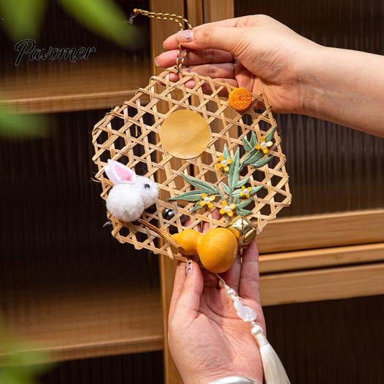 Nature Bamboo Weaving Ornaments Chinese New Year DIY Woven Lantern Making Kit for Kids Parent Child Activity Supplies Adults, Traditional Decorative