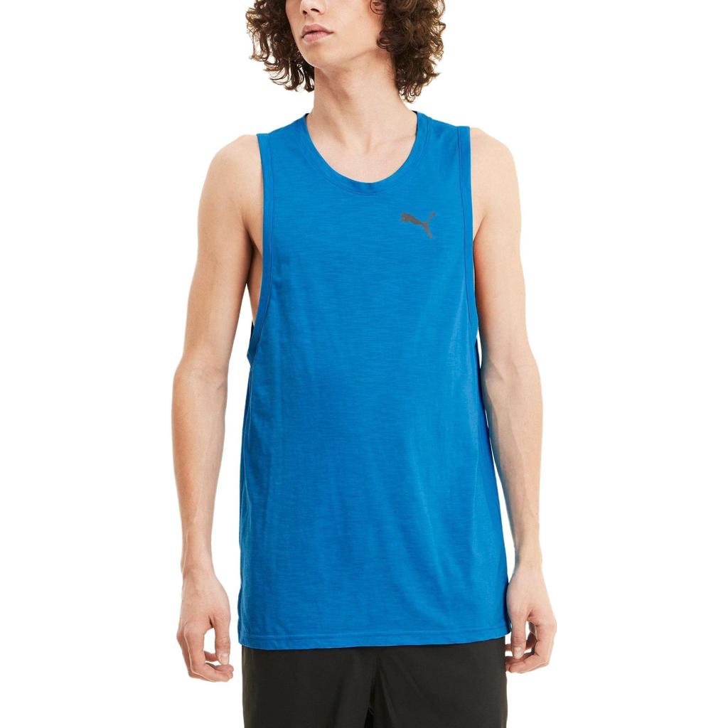 PUMA Tank Tops Men's Blue Crew Neck Moderate Straight Fit 519445-03
