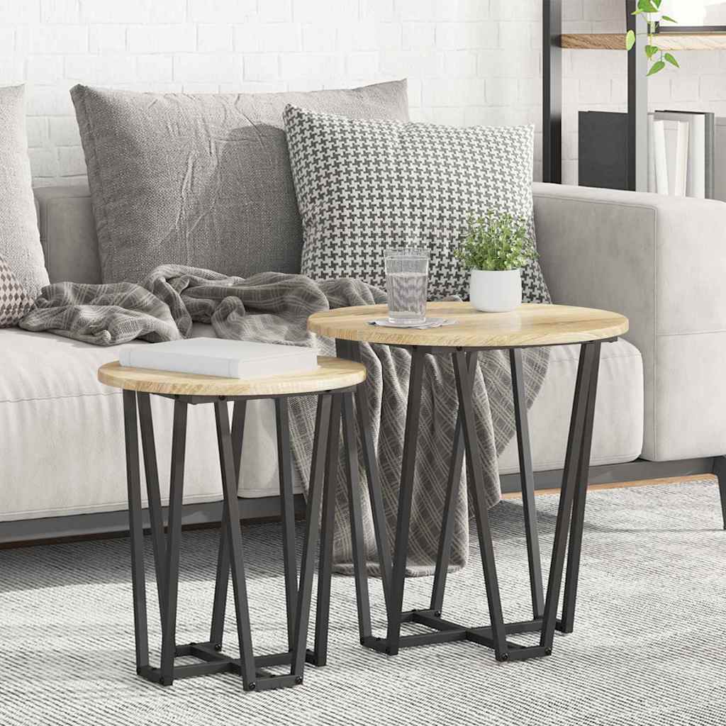 Side Table Set 2 Pcs Sonoma Oak & Black