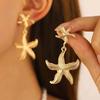 New Exaggerated Boho Large Metal Starfish Stud Earrings for Women Ladies Trendy Summer Gold Color Earrings Fashion