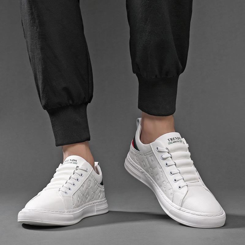 2024 New Spring Man Flat/5cm Elevator Shoes Men Loafers White Soft Genuine Leather Men Moccasins Height Increase Taller Shoes