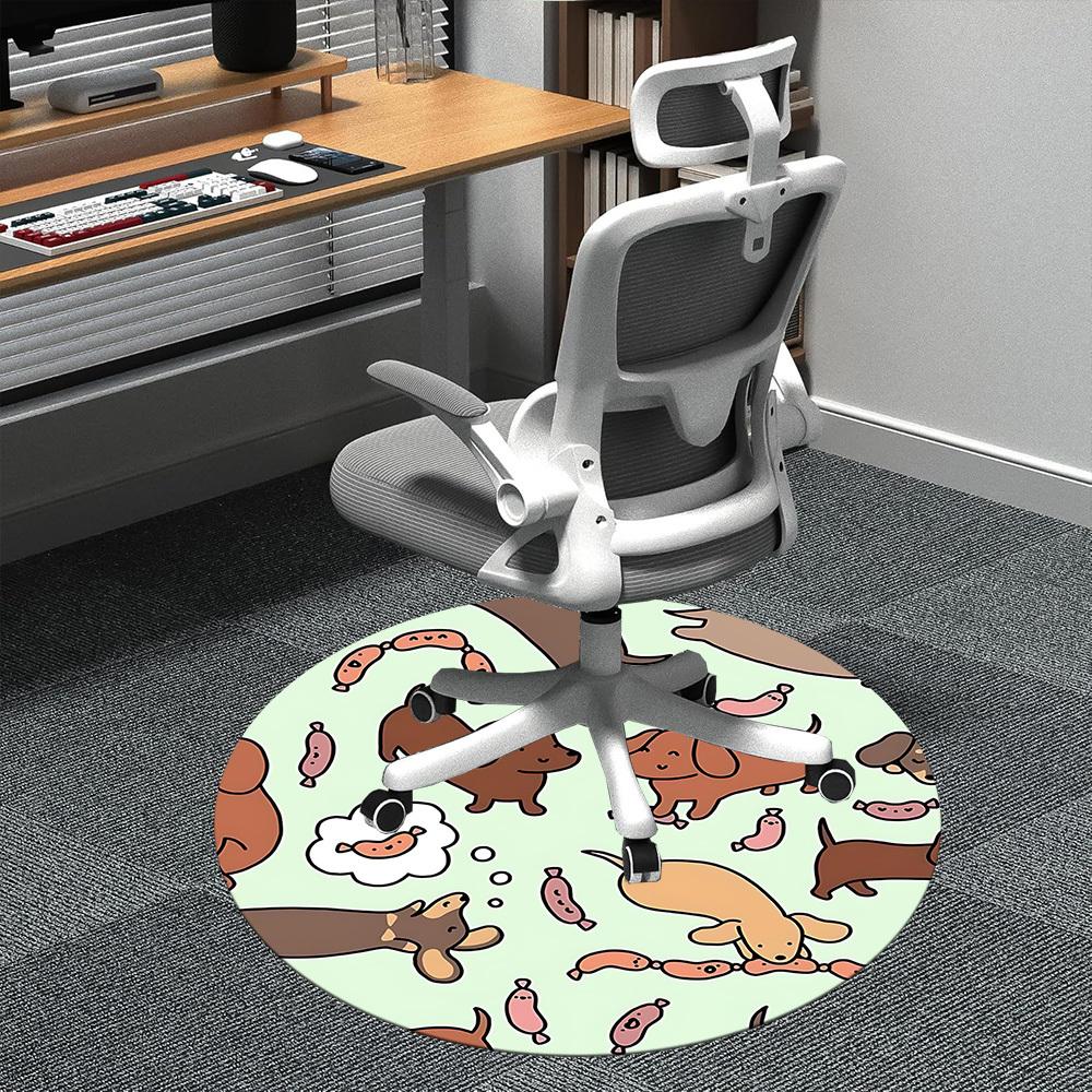 1pc Dogs Sausages Office Round Area Rug, Indoor Mat Suitable ForOffice, Under Office Chairs Bedroom Living Room Home Decor, Room Deco,  n56