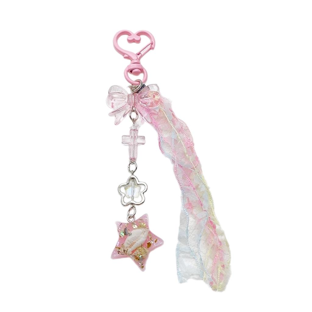 Acrylic Alloy Beaded Keychain Stylish Phone Pendant for Women Girls Elegant Keyring Gift Fashionable Bag Accessory