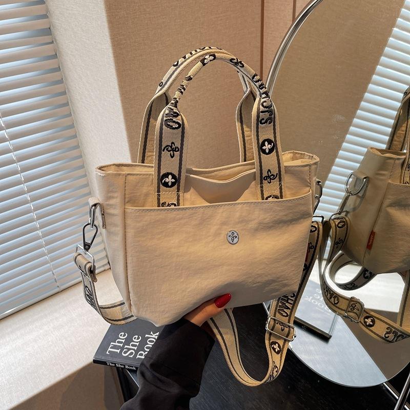 Canvas Bag Women's New Large-capacity Summer Versatile Broadband Messenger Bag College Student Portable Tote Bag