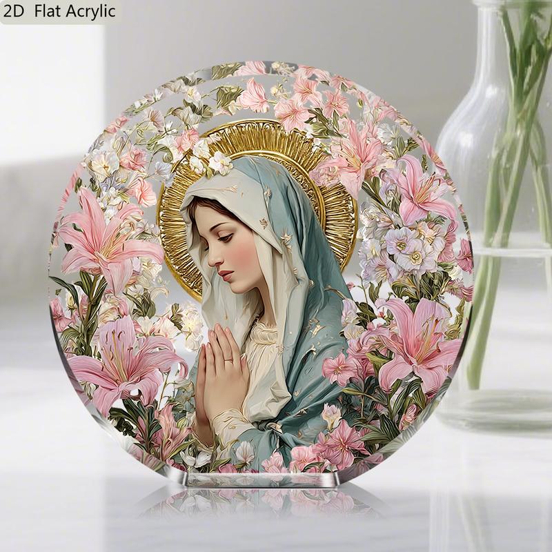 1pc Virgin Mary & Nativity Ornament - Religious Statue, Praying Hands Icon for Christmas, Holy Night Home/ Office/ Church Decor, Centerpiece Gift