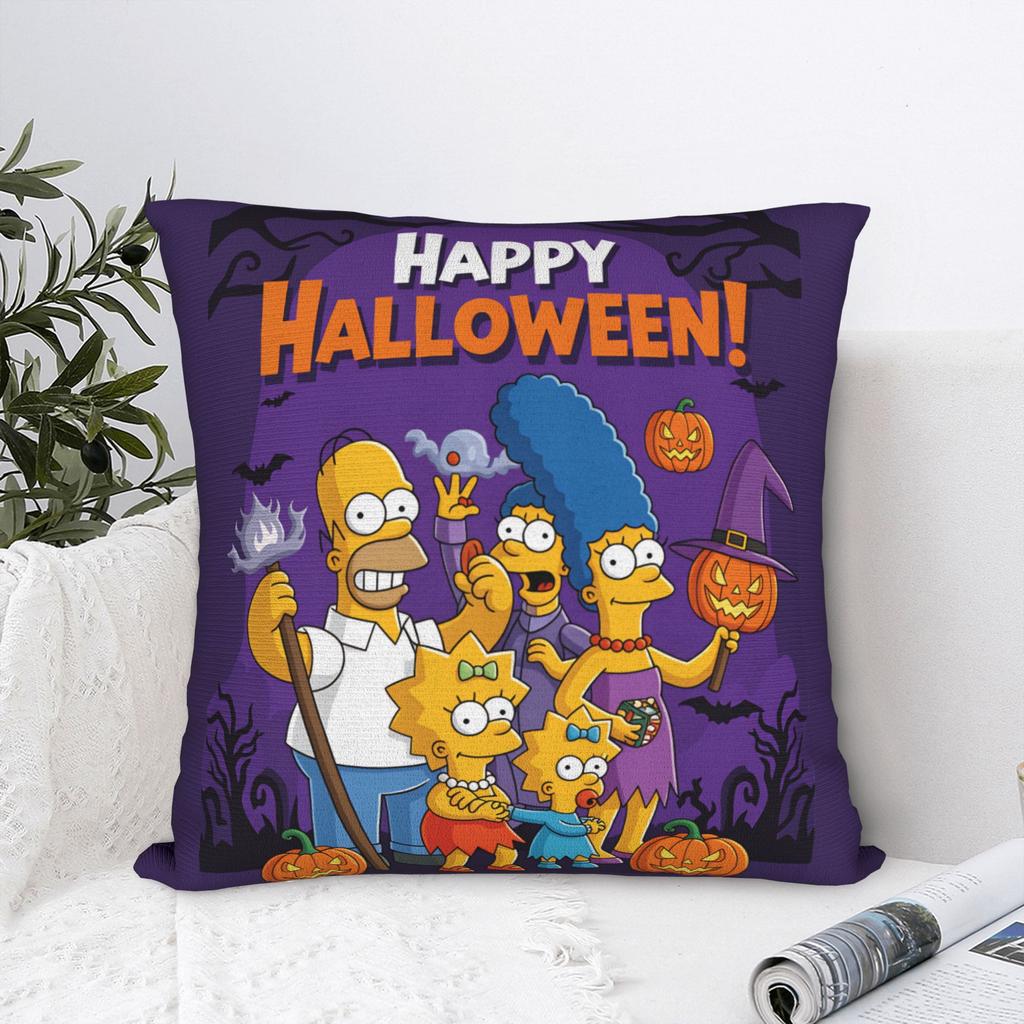 Pillow Case Funny SSimpsons Family Halloween Magic Graphic Pillow Cover For Sofa Home Decor Funny Pillowcases