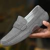 Loafers herr vår ny läder mjuk sula enpedal platt sula halkfri andningsbar mångsidig avslappnad herrsko Doudou-sko