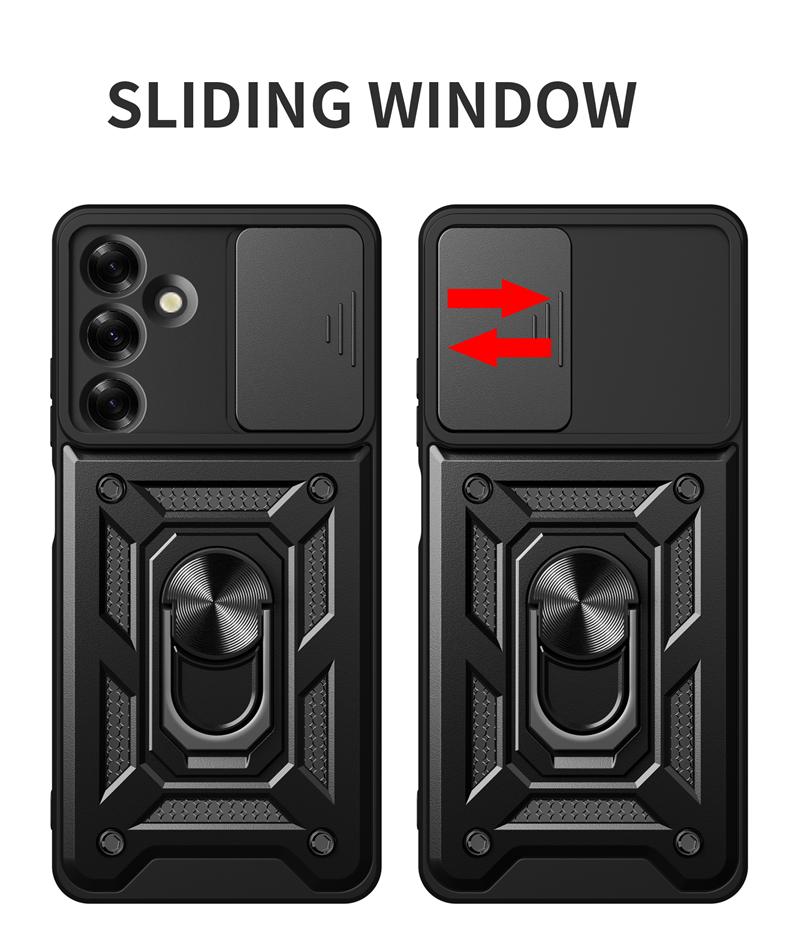 Pouzdro pro Samsung Galaxy M35 6,6" s vysouvacím krytem a krytem pro Samsung Galaxy M35 5G SM-M356B s kroužkem a stojánkem