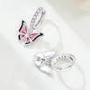 Orstarry S925 Silver Drop Earring Fashion Elegant Pink Purple Butterfly Earrings For Women Birthday Gift Silver Jewelry